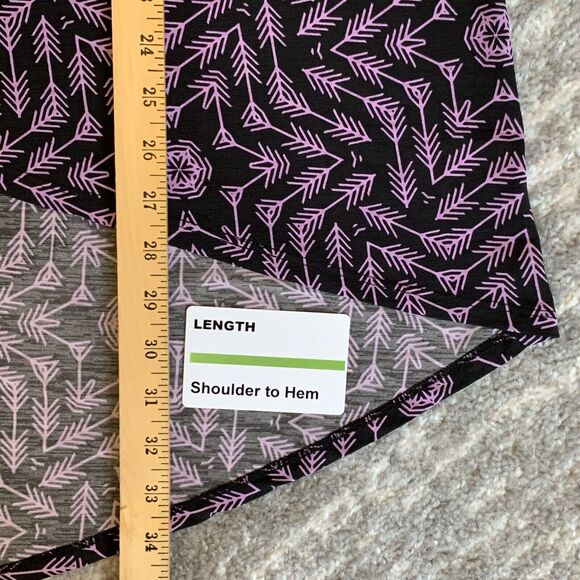 LuLaRoe‎ Open Cardigan Women M Black Purple Arrows Dolman 3/4 Sleeve Stretch D19 - Picture 9 of 9